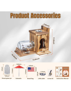 Mesa de Picnic para Ardillas WodGod con Paraguas y Tarro de Vidrio 2
