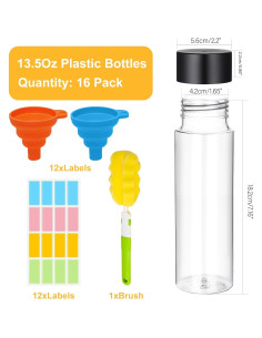 16 Botellas de Plástico Reutilizables DI QIU REN 400 ml Tapa Negra 2