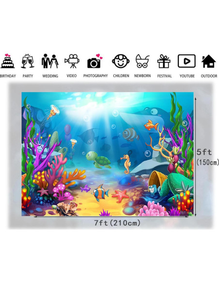 Fondo de Fotografía Marítimo LTLYH 2.1x1.5m Coral Tropical