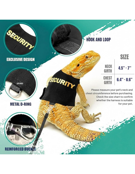 Conjunto Arnés y Correa Ajustable TRECKPET para Dragón Barbudo