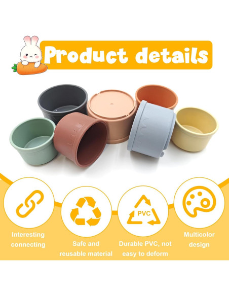 8 Tazas Apilables para Conejos Starfa Lab - Juguetes Coloridos