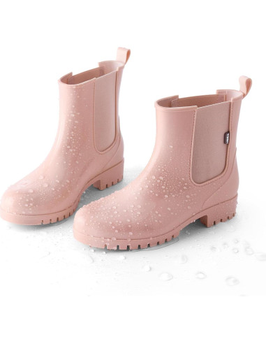 Botas de Lluvia HISEA para Mujeres Rosa 11 Antideslizantes