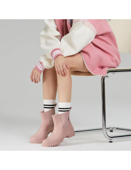 Botas de Lluvia HISEA para Mujeres Rosa 11 Antideslizantes