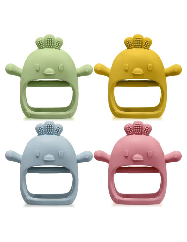 4 Juguetes de Dentición para Bebés Silicona 0-6 Meses