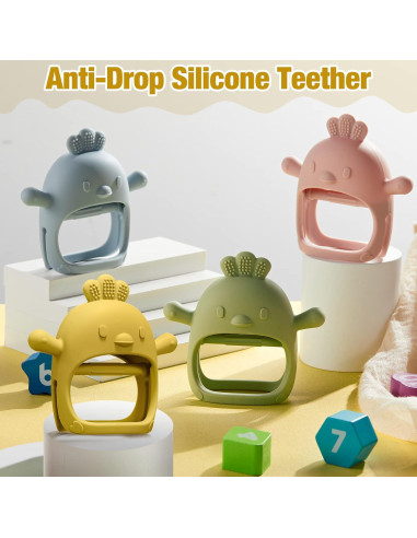 4 Juguetes de Dentición para Bebés Silicona 0-6 Meses