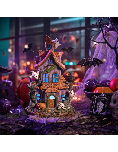 Figurita Casa Embrujada Valery Madelyn con Murciélago y Luz LED