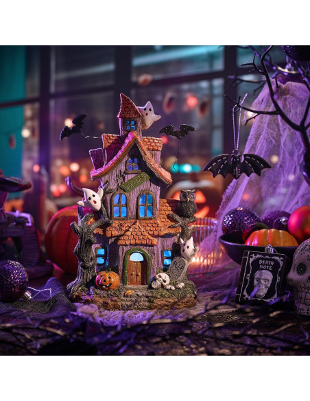 Figurita Casa Embrujada Valery Madelyn con Murciélago y Luz LED