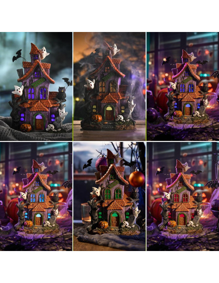 Figurita Casa Embrujada Valery Madelyn con Murciélago y Luz LED
