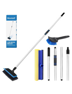 Kit de Lavado de Autos Wontolf 5 Piezas Azul con Cepillo y Mitón