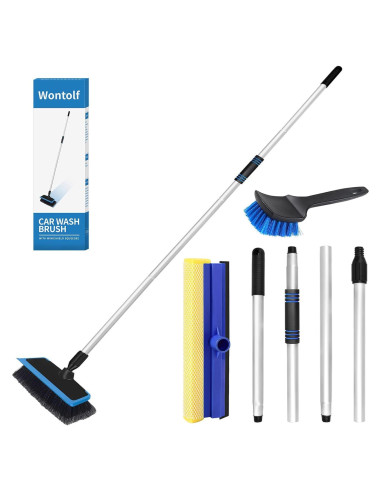 Kit de Lavado de Autos Wontolf 5 Piezas Azul con Cepillo y Mitón