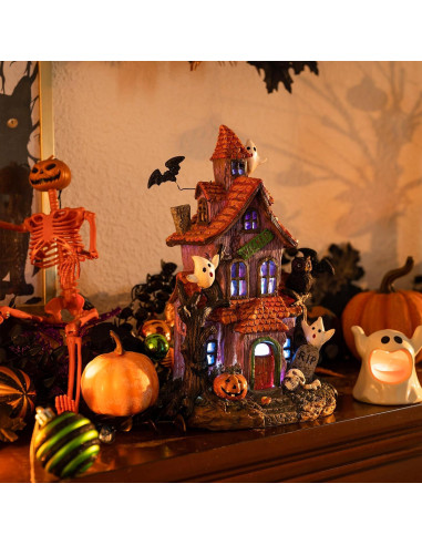 Figurita Casa Embrujada Valery Madelyn con Murciélago y Luz LED