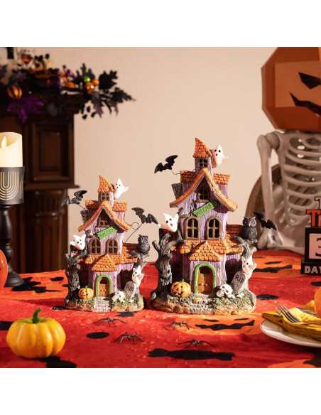 Figurita Casa Embrujada Valery Madelyn con Murciélago y Luz LED