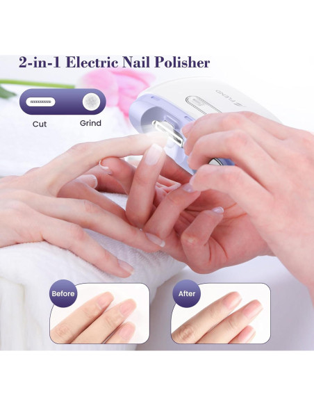 Cortador de Uñas Eléctrico Bubbacare 2 en 1 con Luz LED