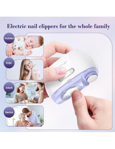 Cortador de Uñas Eléctrico Bubbacare 2 en 1 con Luz LED