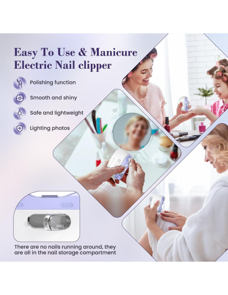 Cortador de Uñas Eléctrico Bubbacare 2 en 1 con Luz LED