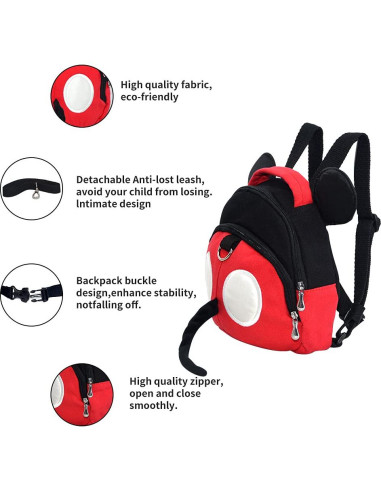 Arnés Antipérdida para Bebés Yimidear Rojo Algodón Ecológico