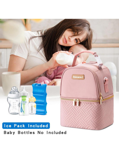 Bolsa Enfriadora de Leche Materna Docami Rosa 6 Botellas 266 ml
