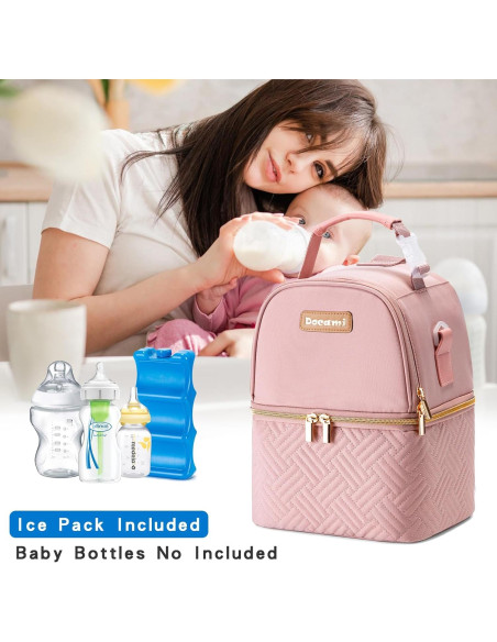 Bolsa Enfriadora de Leche Materna Docami Rosa 6 Botellas 266 ml