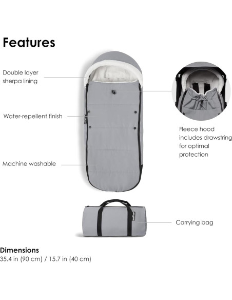 Saco de Dormir Babyzen YOYO - Forro Polar y Sherpa, Piedra