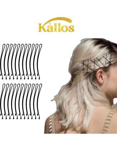Paquete de 100 Horquillas Negras Curvas Kllos 5.58cm