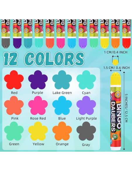 Marcadores de Bingo Crtiin 36 Piezas 12 Colores 12ml