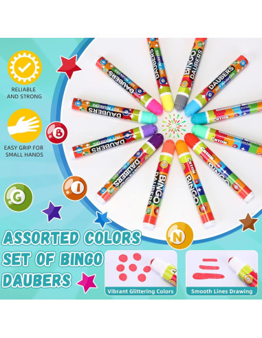 Marcadores de Bingo Crtiin 36 Piezas 12 Colores 12ml