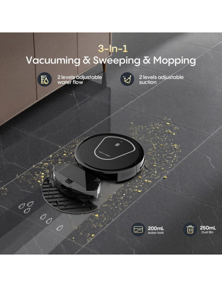 Robot Aspirador 3 en 1 Bagotte A21 5000Pa WiFi Control Remoto