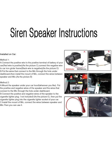 Sirena de Coche JDMSPEED 100W 7 Tonos 12V Micrófono PA