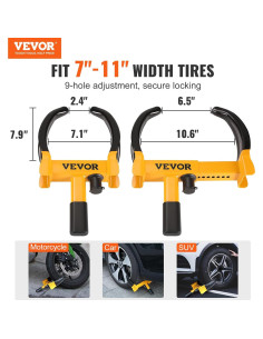 Bloqueo de Rueda VEVOR Antirrobo Ajustable 2 Pcs 42.5x21.5cm 2