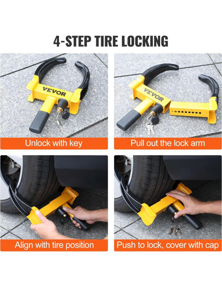 Bloqueo de Rueda VEVOR Antirrobo Ajustable 2 Pcs 42.5x21.5cm