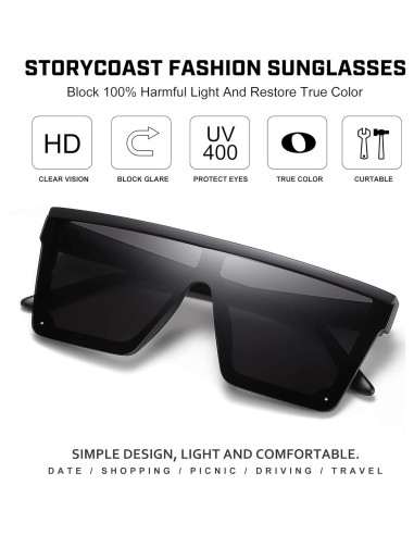Gafas de sol cuadradas STORYCOAST UV400 para hombres y mujeres
