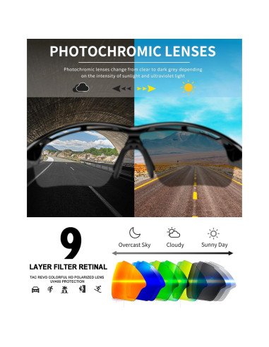 Gafas de sol deportivas Rosemal UV400 fotoquímicas para ciclismo
