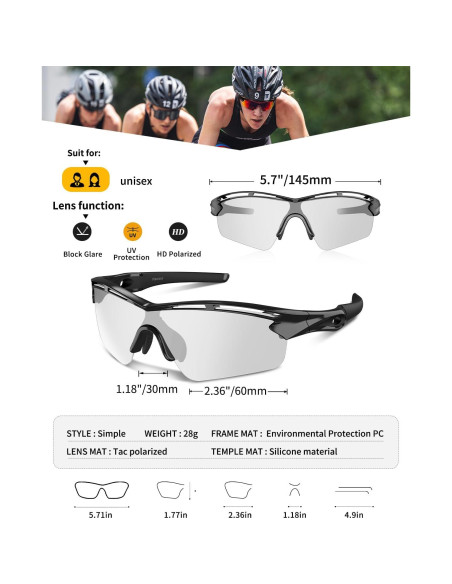 Gafas de sol deportivas Rosemal UV400 fotoquímicas para ciclismo