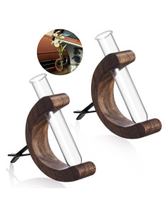 Mini Jarrón de Vidrio Datanly para Flores - 2 Pcs Color Nogal