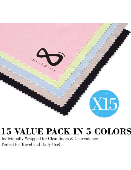 Paquete de 15 Paños de Microfibra INFICRIME 17.78x15.24 cm