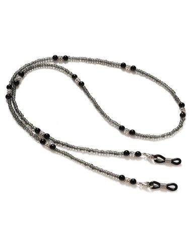 Cadena de Gafas con Cuentas Grises para Mujeres - Correa Unisex