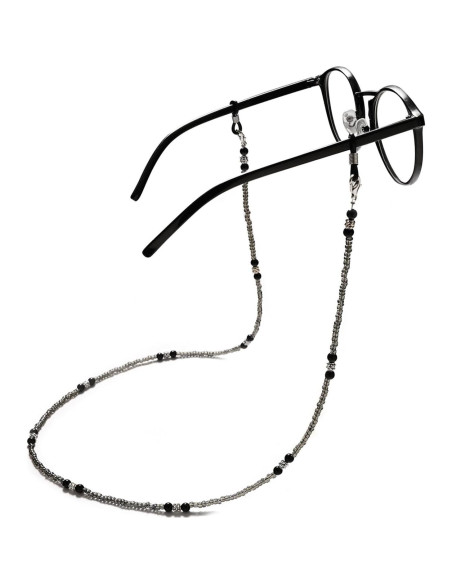 Cadena de Gafas con Cuentas Grises para Mujeres - Correa Unisex