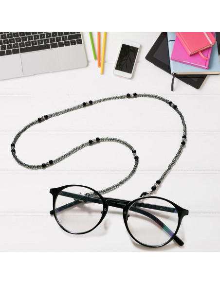 Cadena de Gafas con Cuentas Grises para Mujeres - Correa Unisex
