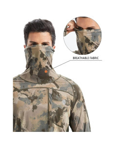 Camisa con Capucha Solar UPF 50+ para Hombre PIQIDIG Camo Verde 2