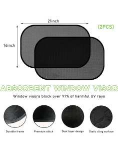 2 Sombrillas para Ventanas de Auto Ohleats 53x36 cm UV 2