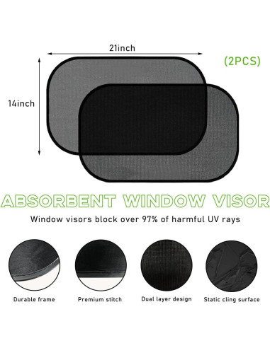 2 Sombrillas para Ventanas de Auto Ohleats 53x36 cm UV