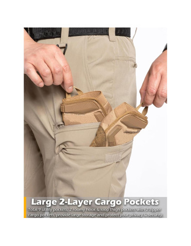 Pantalones Tácticos CARWORNIC Hombre 9 Bolsillos Secado Rápido