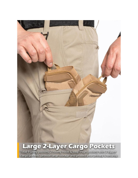 Pantalones Tácticos CARWORNIC Hombre 9 Bolsillos Secado Rápido