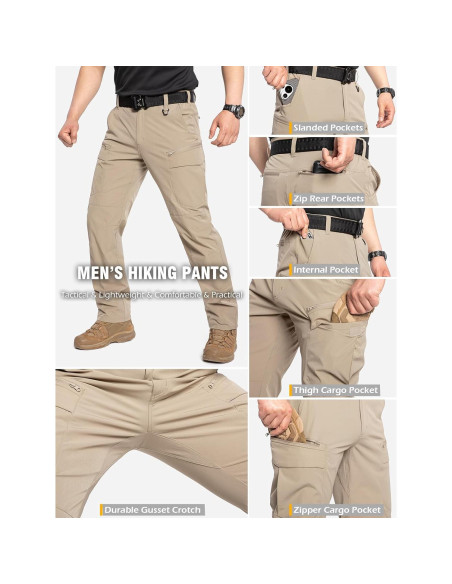 Pantalones Tácticos CARWORNIC Hombre 9 Bolsillos Secado Rápido