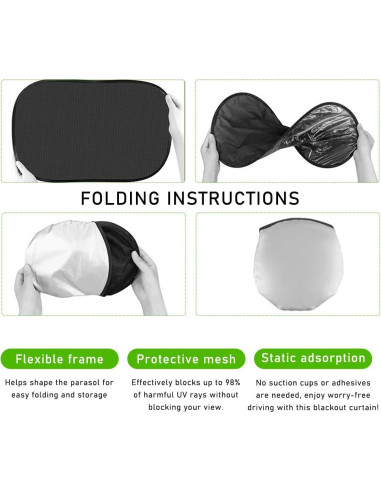 2 Sombrillas para Ventanas de Auto Ohleats 53x36 cm UV