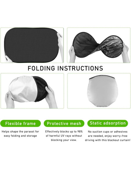 2 Sombrillas para Ventanas de Auto Ohleats 53x36 cm UV