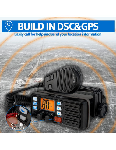 Radio Marina Retevis RM20 VHF con GPS y DSC Impermeable IP67
