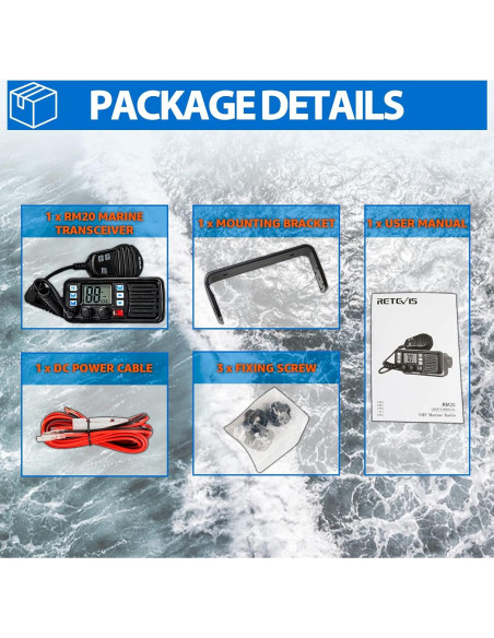 Radio Marina Retevis RM20 VHF con GPS y DSC Impermeable IP67