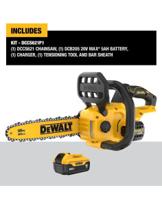 Motosierra inalámbrica DEWALT 20V MAX 12" con batería DCCS621P1 2