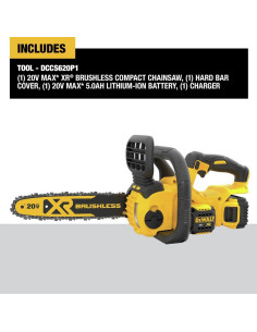 Motosierra Inalámbrica DEWALT 20V MAX 12" con Batería 5Ah 2